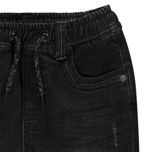 Jogger jeans in denim met elastische taille en ribboorden jongens 