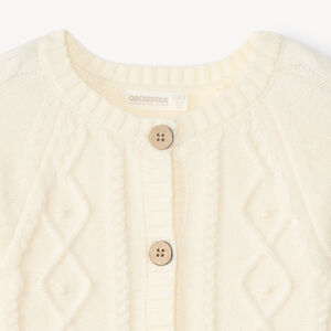 Vestje met lange mouwen in effen gedraaide fantasiegebreide stof voor meisjes 