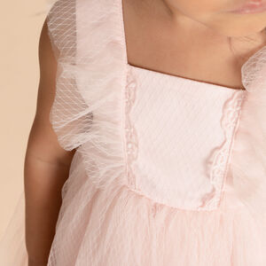 Robe de cérémonie volantée en tulle à croisillons pour bébé fille 