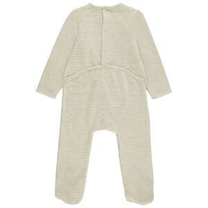 Pyjama in fluweel met dierenpatch en verschillende sluitingen volgens leeftijd 