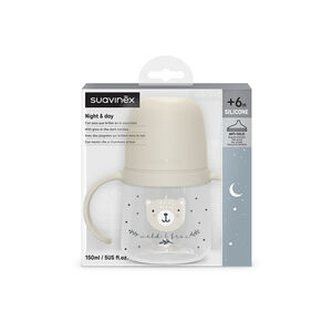 Bekerfles met handvatten 150 ml 6M+ Wild & Free Nacht en Dag Grijs 