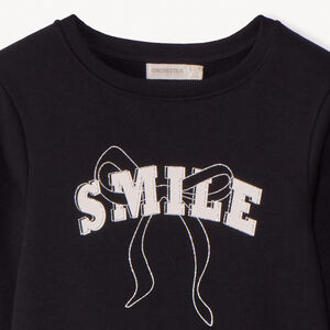 Sweat molleton uni à print pailleté fille 