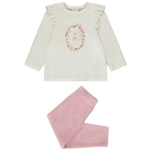 Pyjama 2-delig in fluweel voor baby meisje 