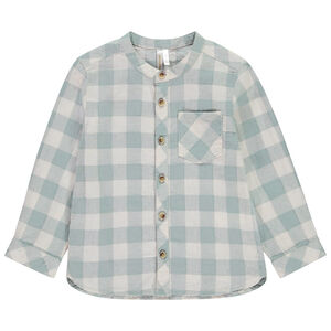 Lange mouwen geruite hemd met Mao-kraag voor babyjongen 