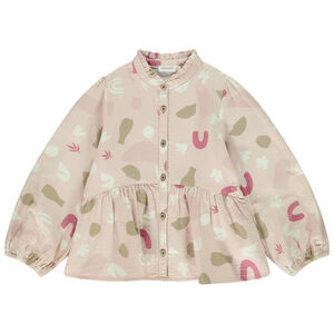 Chemise manches longues en gaze de coton imprimé arty pour fille 
