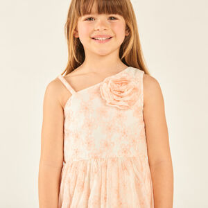 Robe bustier asymétrique avec fleurs brodées fille 