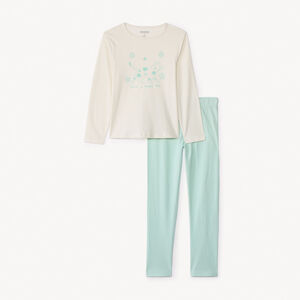Set pyjama lang in jersey met katprint voor meisjes 