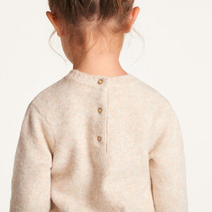 Jurk in tricot met bloemenborduursel en lange mouwen 