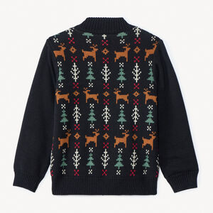 Gebreid vest met sherpa voering en kerstmotieven voor jongens 