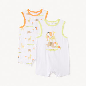 Set van 2 korte overalls met safari print voor baby jongens 