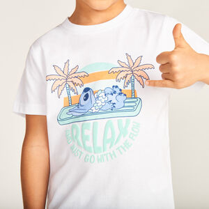 T-shirt met korte mouwen met reliëfprint van Stitch Disney voor jongens 