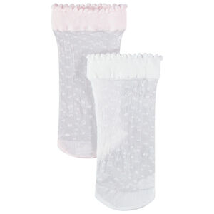 Lot de 2 paires de chaussettes fines en plumetis roses / blanches 