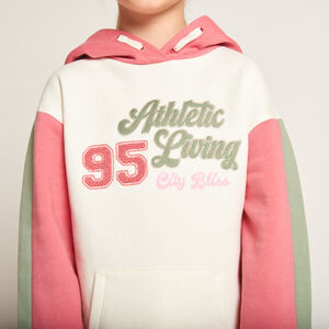 Fleecejurk met kap en colourblock effect voor meisjes 