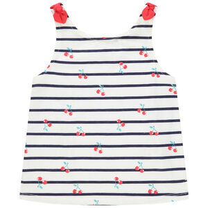 Débardeur en coton à rayures et cerises pour enfant fille 
