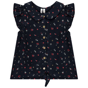 Tunique manches courtes à nouer imprimé fleurs pour bébé fille 