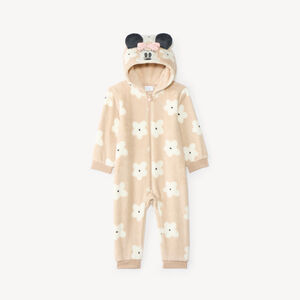 Pyjama topper in sherpa met bloemenprint en capuchon 
