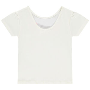 T-shirt manches courtes avec sequins et pétales en reliefs fille 