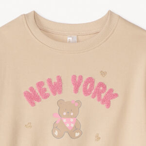 Sweat molleton oversize patchs bouclette pour bébé fille 