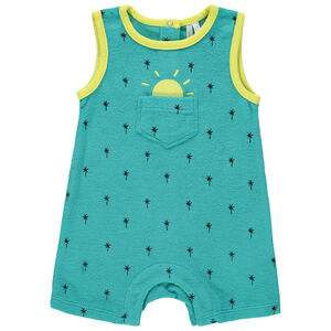 Korte jumpsuit van badstof met palmenprint 