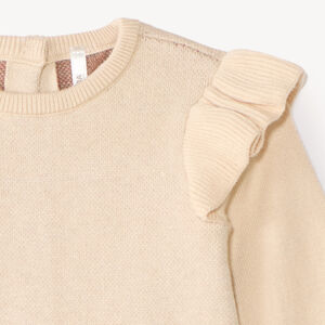 Robe bébé fille en tricot motif pomme et cœurs 