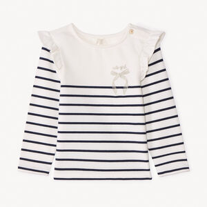 Fleece marine top met ruches voor meisjes. 