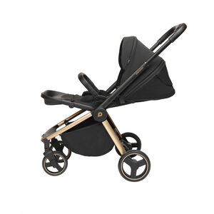 Kinderwagen trio Alba met draagmand zwart/champagne 