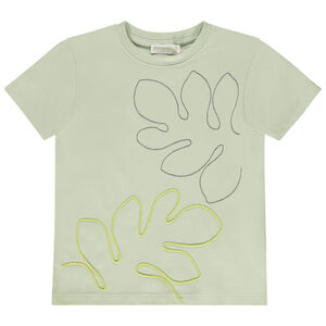 T-shirt manches courtes cording et broderie feuilles pour garçon 