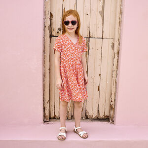 Jurk met korte mouwen, hartvormig effect, bloemenprint voor meisjes 