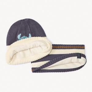 Muts en snood gebreid Stitch Disney voor babyjongen 