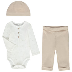 Ensemble 3 pièces en jersey et nid d'abeille pour bébé 