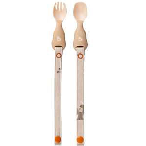 Set de couverts Handi Cuillère & Fourchette avec clip d'attache Fawn 6m+ 