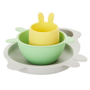 Set repas en silicone Beige 