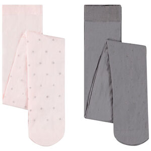 Lot de 2 collants fins à étoiles et pois pailletés pour enfant fille 