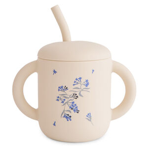 Tasse d’apprentissage en silicone avec paille Lilac Flowers 