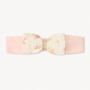Bandeau avec nœud fleuri pour bébé fille 
