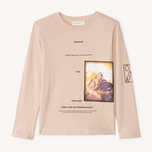 Langarm T-shirt met fotoprint patch voor jongen 