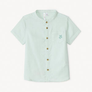 Korte mouwen overhemd met mao-col en dierenborduring voor babyjongen 