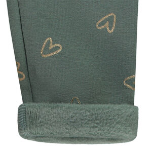 Legging met sherpavoering en fantasievolle glitterprint voor meisjes 