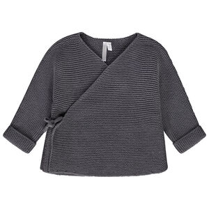 Gilet en tricot point mousse effet cache-cœur pour bébé 