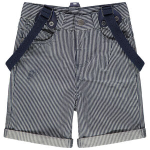 Bermuda à rayures verticales all-over et bretelles ajustables 