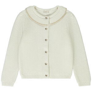 Gilet à collerette en tricot perlé uni pour fille 