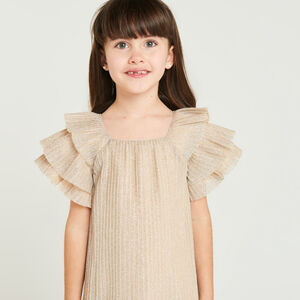 Robe à manches courtes papillon pailletées fille 