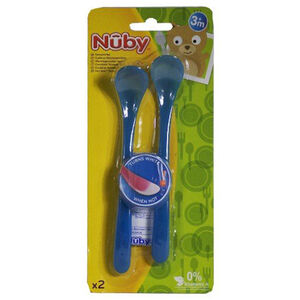 Lot de 2 cuillères thermosensibles avec poignée longue 6M+ Bleu 