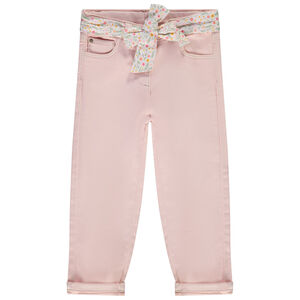 Jean droit en denim avec ceinture foulard pour bébé fille 