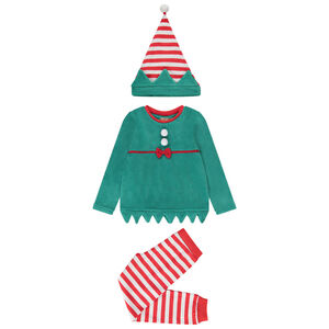 Set pyjama ludique 3 pièces lutin de Noël pour fille 