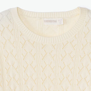 Pull en tricot ajouré uni fille 