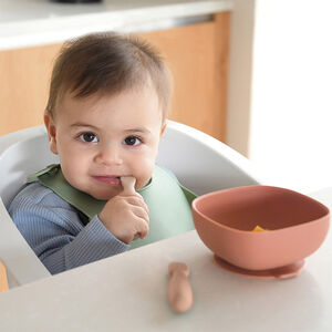 Set van 2 getextureerde siliconen lepelhulpen klei/praliné 