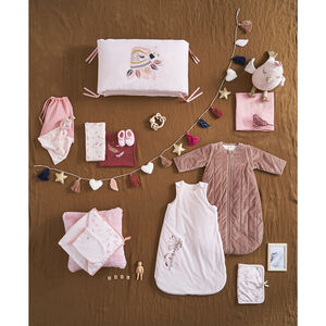 knuffeldoekje vogel van fluweel met pluimen en gouden glinsterende staart 