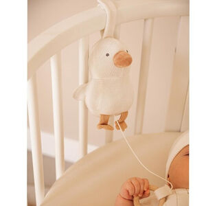 Muzikale knuffel gebreid bamboe - Eend - Warm white 
