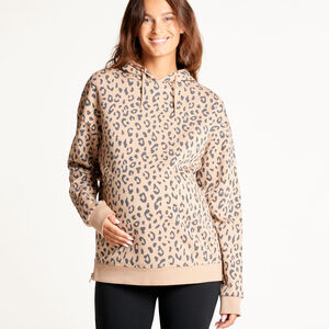 Hoodie voor zwangeren van fleecestof met luipaardprint 